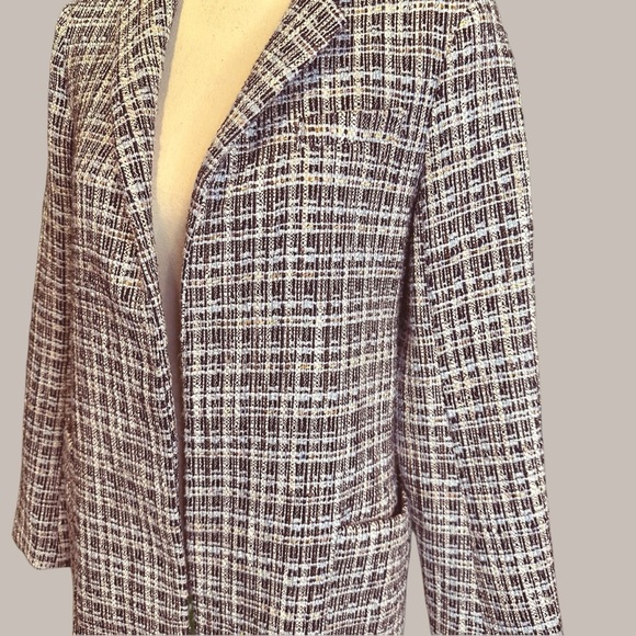 Adam Lippes Collection Navy Blue Tailored Classic Tweed Textured Blazer Size 2 - Picture 15 of 16